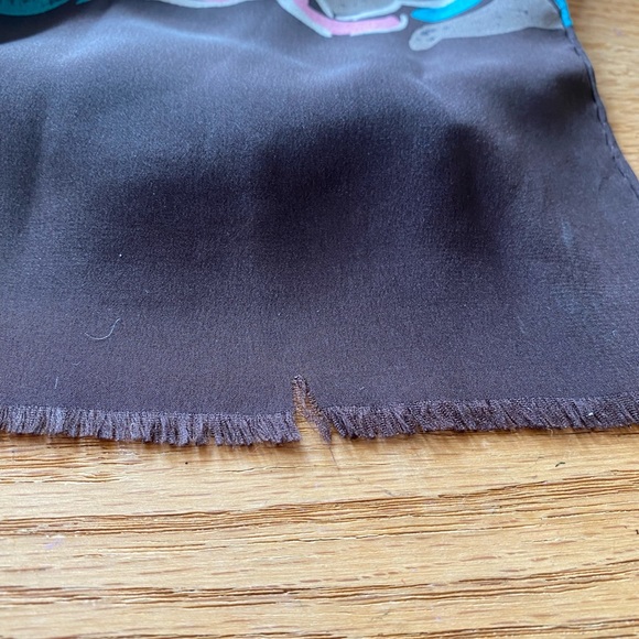 Vtg YSL silk hand rolled edge scarf. - Picture 5 of 6